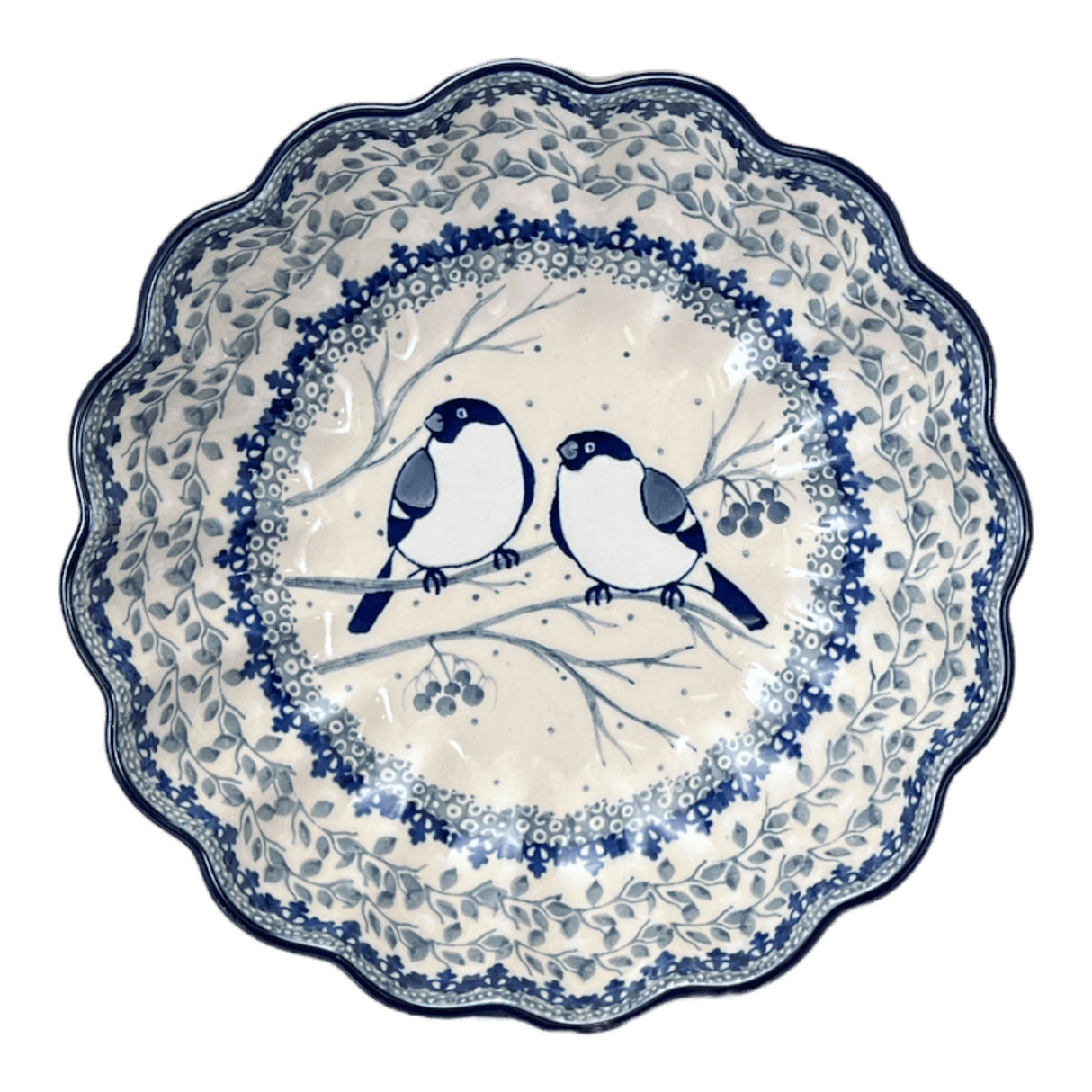 Bowl, Round, Blossom, 7.5" in "Bullfinch on Blue" by Ceramika Artystyczna | A249-U4830