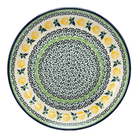 A picture of a Polish Pottery CA 10" Dinner Plate (Lemons and Leaves) | A257-2749X as shown at PolishPotteryOutlet.com/products/c-a-10-dinner-plate-lemons-and-leaves-a257-2749x