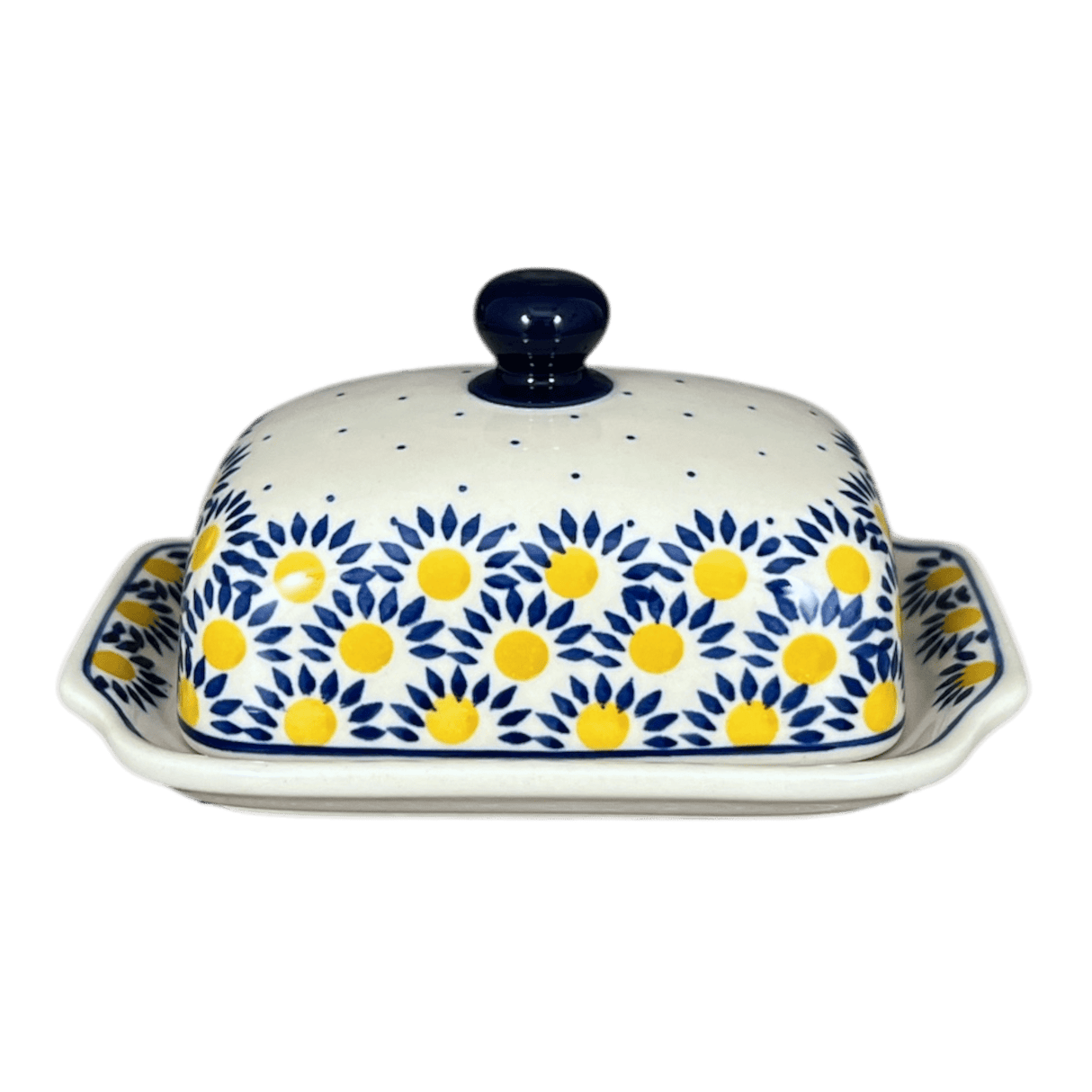 Butter Dish, 7" x 5.5" in "Sunny Circle" by Ceramika Artystyczna | A295-0215