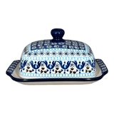 Butter Dish, 7" x 5.5" in "Blue Ribbon" by Ceramika Artystyczna | A295-1026X