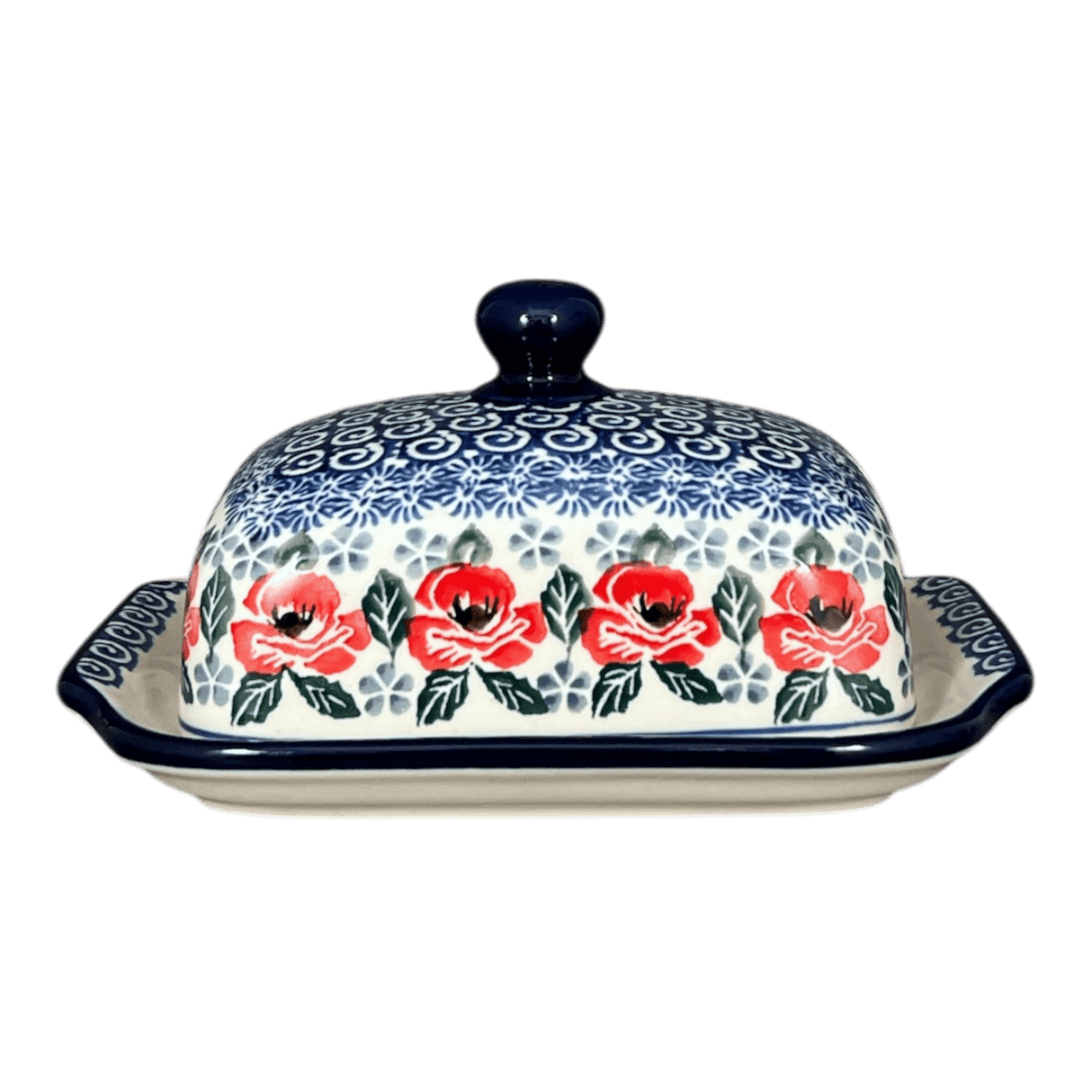 Butter Dish, 7" x 5.5" in "Rosie's Garden" by Ceramika Artystyczna | A295-1490X