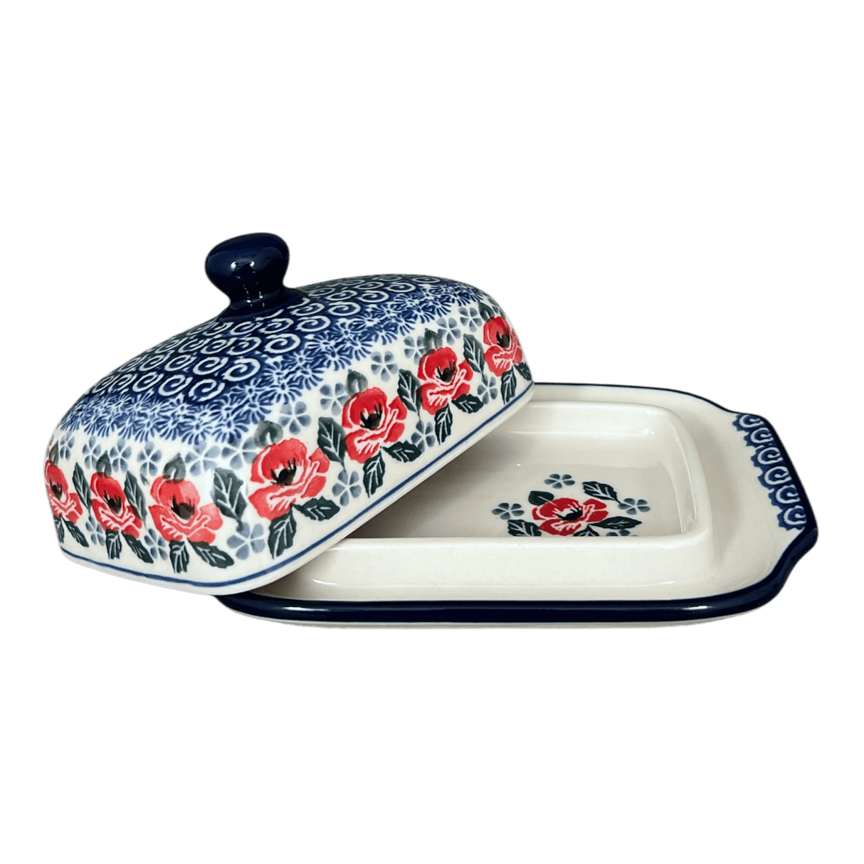 Butter Dish, 7" x 5.5" in "Rosie's Garden" by Ceramika Artystyczna | A295-1490X