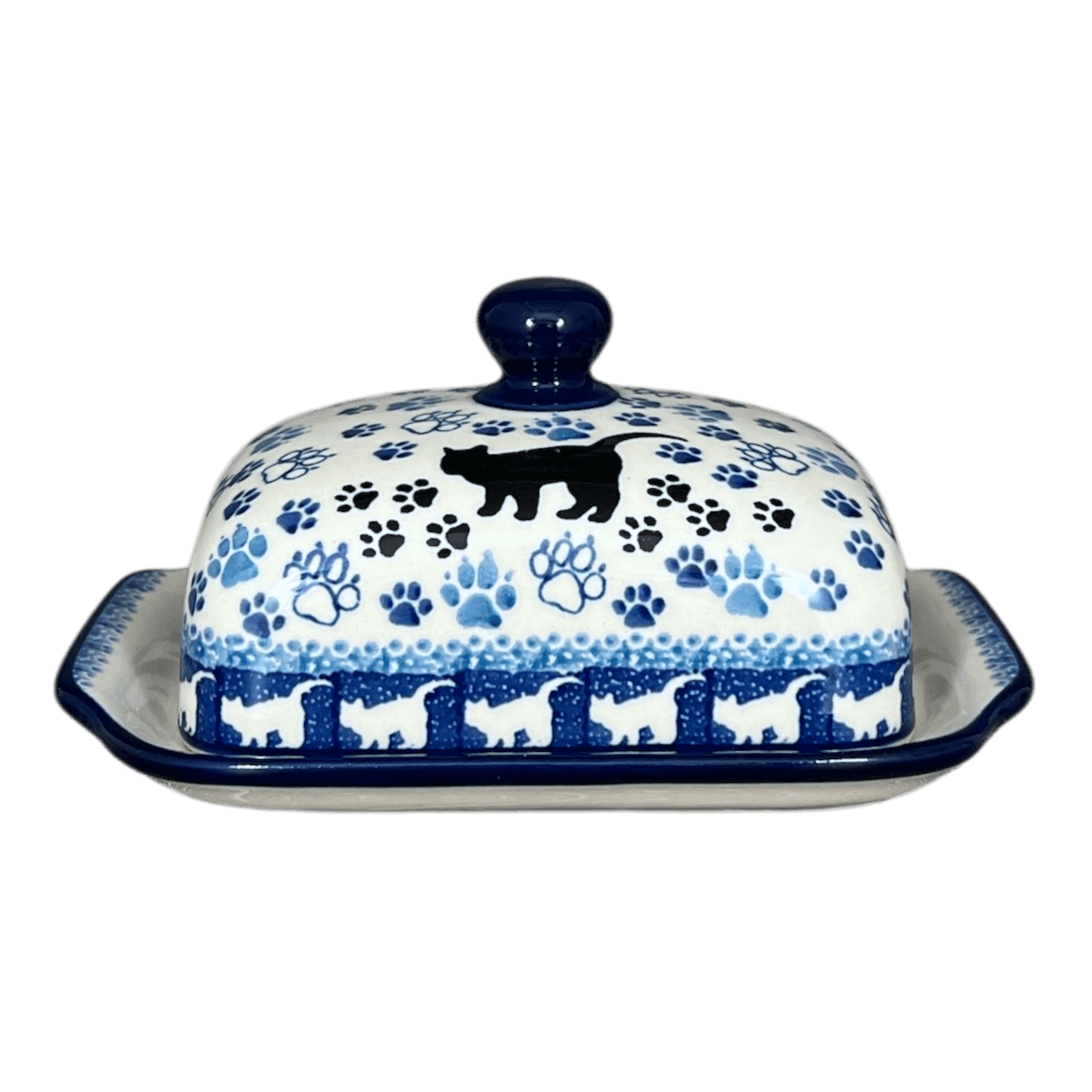 Butter Dish, 7" x 5.5" in "Cat Tracks" by Ceramika Artystyczna | A295-1771