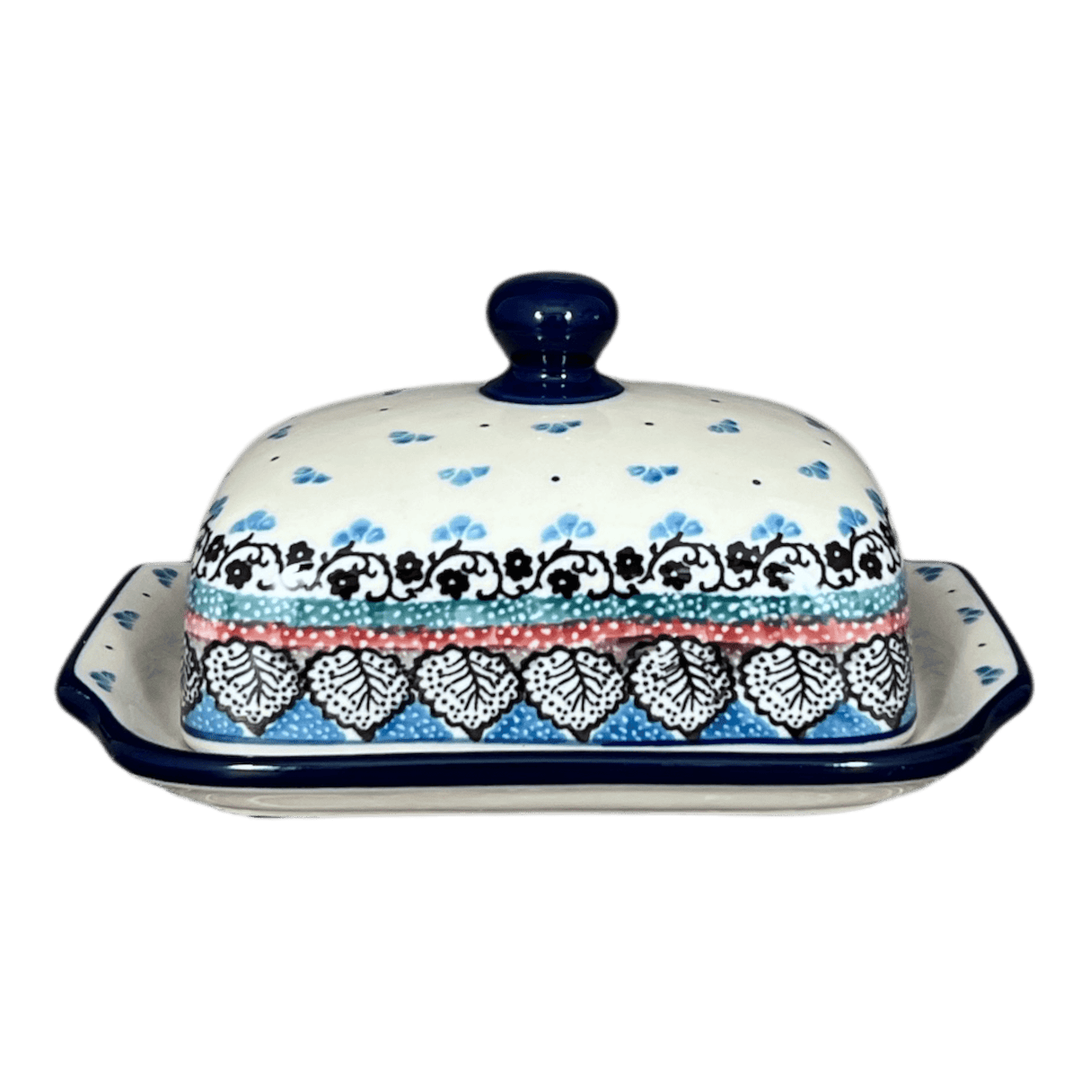 Butter Dish, 7" x 5.5" in "Winter Aspen" by Ceramika Artystyczna | A295-1995X