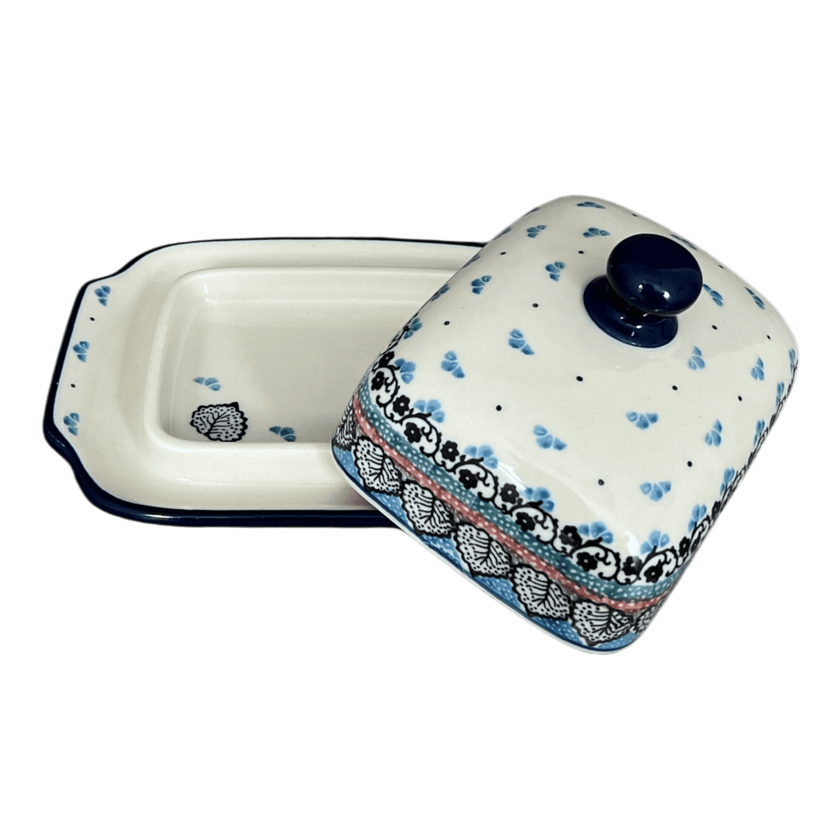 Butter Dish, 7" x 5.5" in "Winter Aspen" by Ceramika Artystyczna | A295-1995X