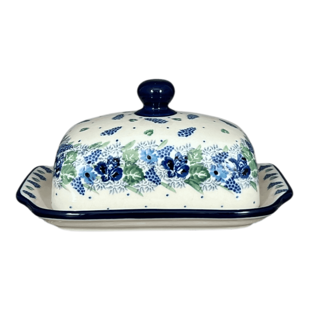 Butter Dish, 7" x 5.5" in "Hyacinth in the Wind" by Ceramika Artystyczna | A295-2037X