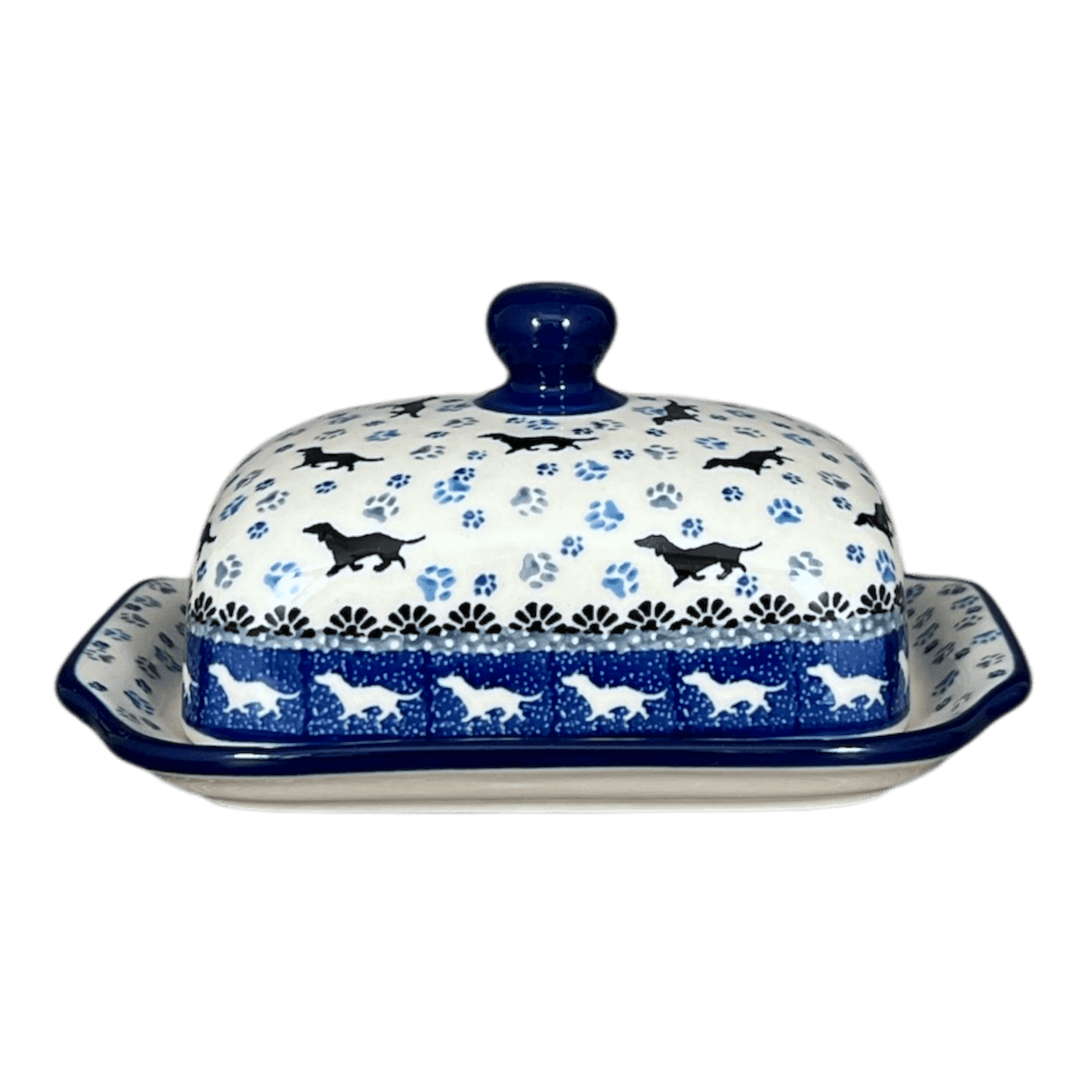 Butter Dish, 7" x 5.5" in "Wiener Dog Delight" by Ceramika Artystyczna | A295-2151X