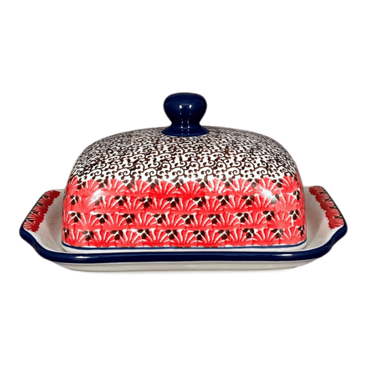 Butter Dish, 7" x 5.5" in "Coral Fans" by Ceramika Artystyczna | A295-2199X