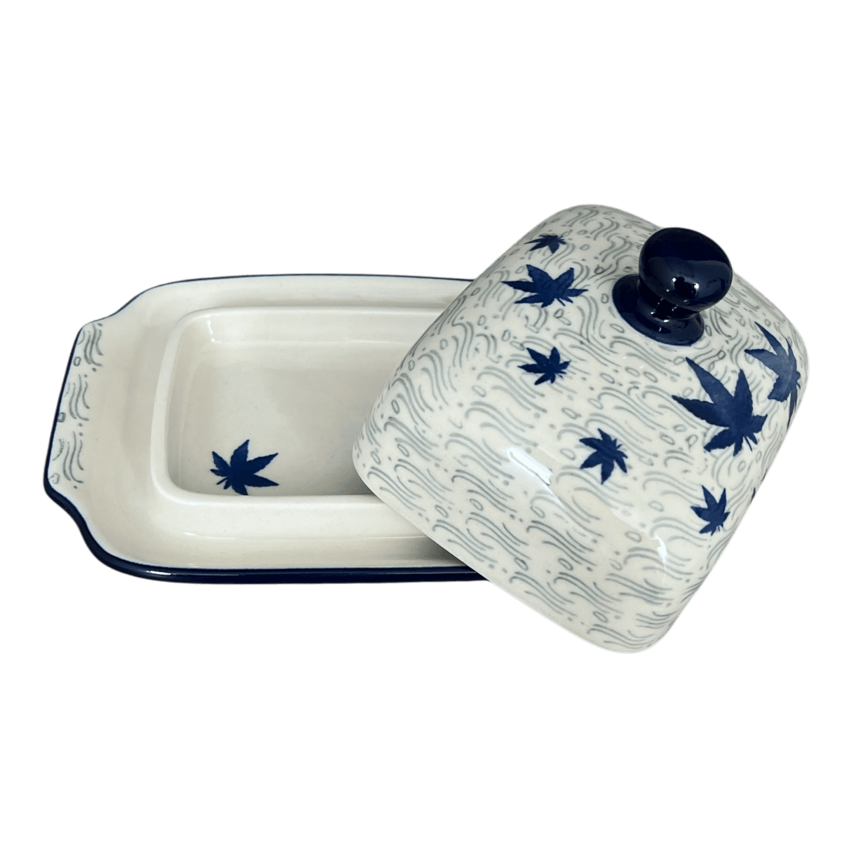 Butter Dish, 7" x 5.5" in "Blue Sweetgum" by Ceramika Artystyczna | A295-2545X