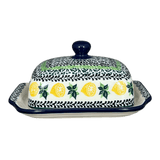 Butter Dish, 7" x 5.5" in "Lemons and Leaves" by Ceramika Artystyczna | A295-2749X