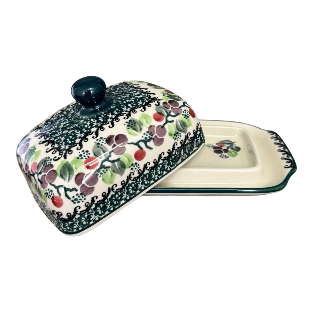 Butter Dish, 7" x 5.5" in "Sugar Plums" by Ceramika Artystyczna | A295-2838Q