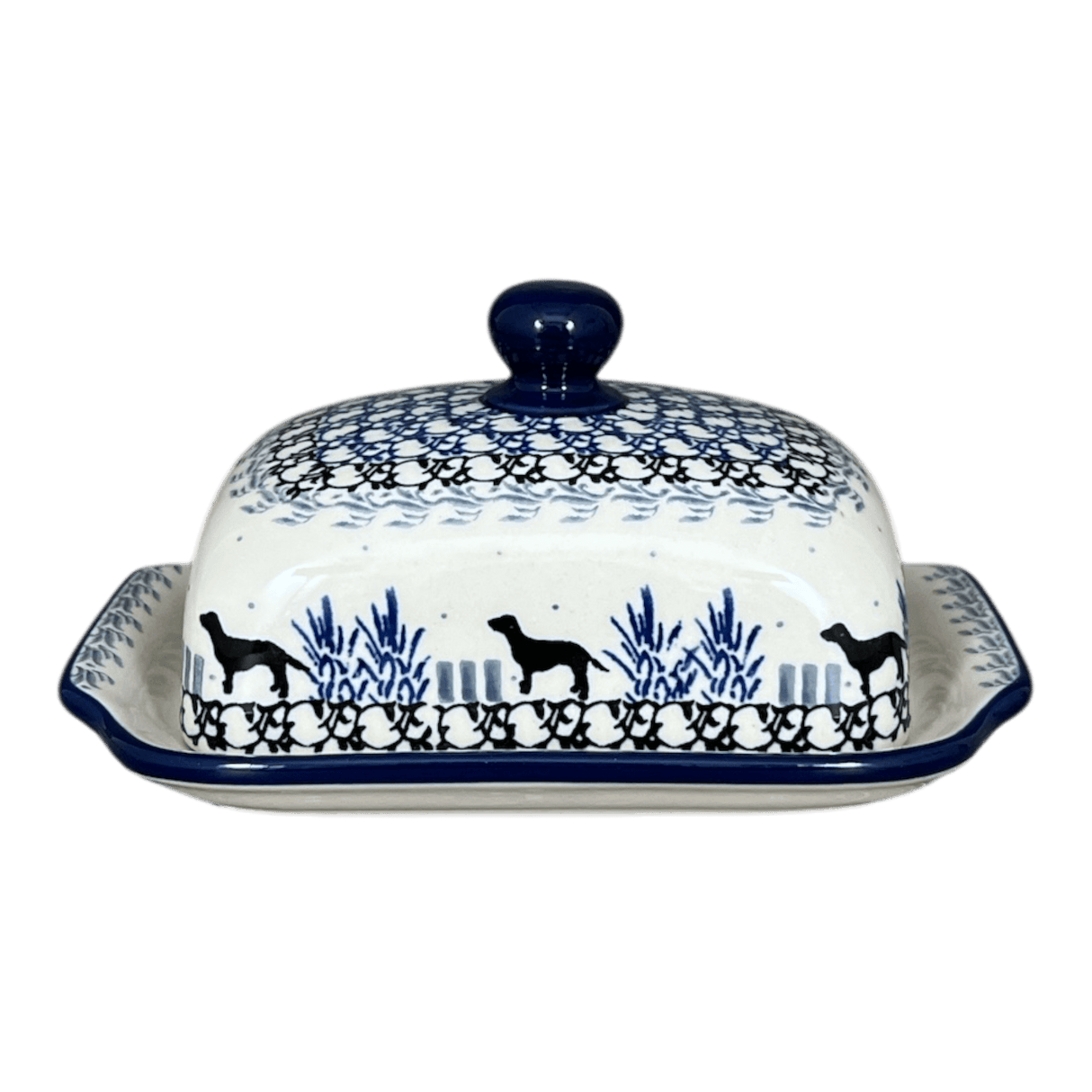 Butter Dish, 7" x 5.5" in "Labrador Loop" by Ceramika Artystyczna | A295-2862X