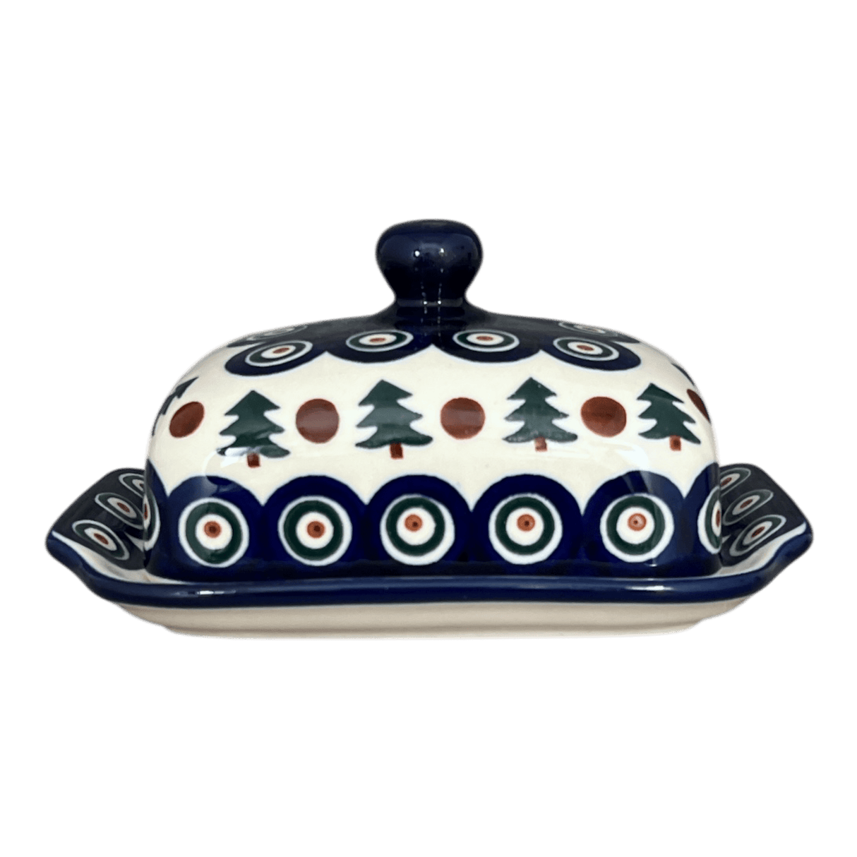 Butter Dish, 7" x 5.5" in "Peacock Pine" by Ceramika Artystyczna | A295-366X