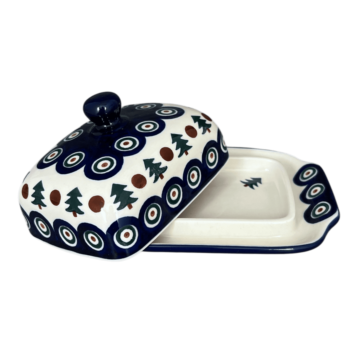 Butter Dish, 7" x 5.5" in "Peacock Pine" by Ceramika Artystyczna | A295-366X