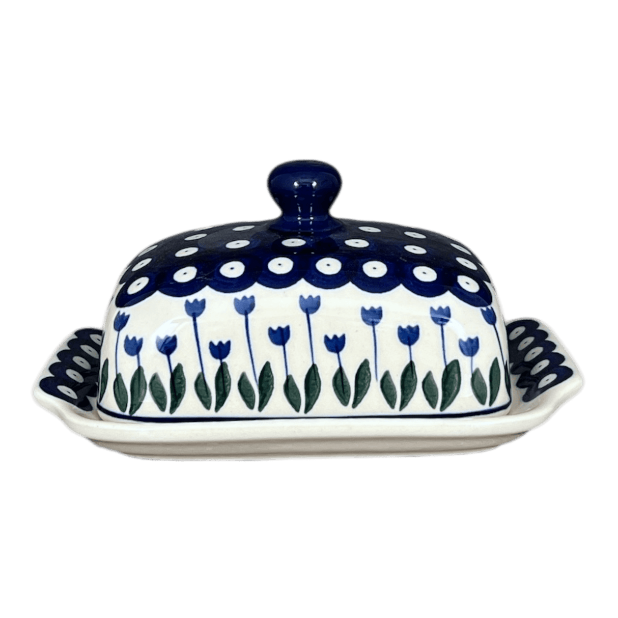 Butter Dish, 7" x 5.5" in "Tulip Dot" by Ceramika Artystyczna | A295-377Z