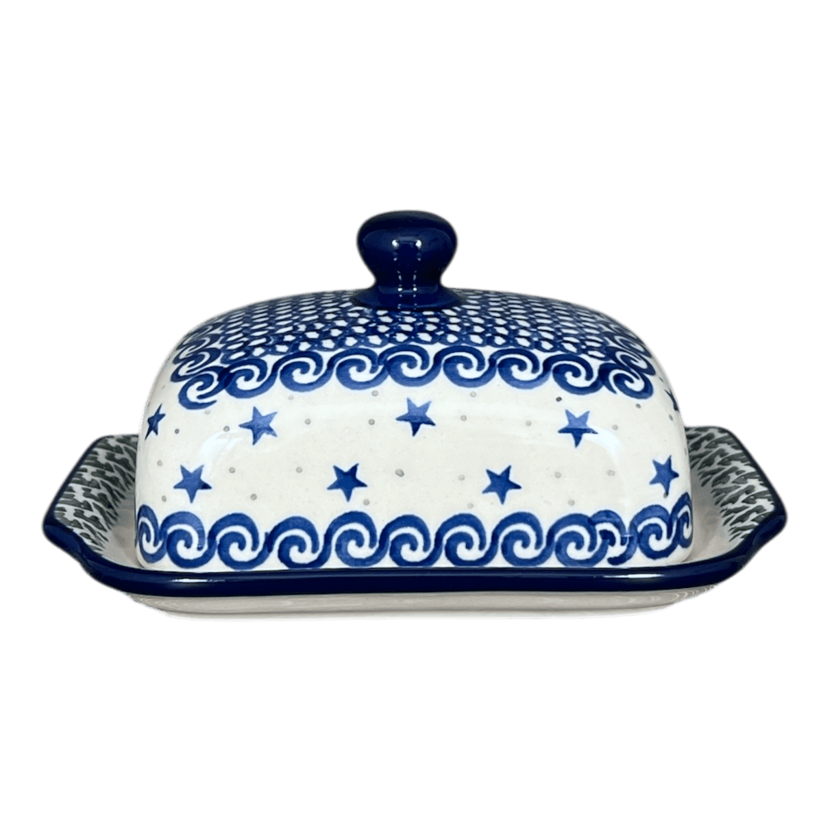 Butter Dish, 7" x 5.5" in "Starry Sea" by Ceramika Artystyczna | A295-454C