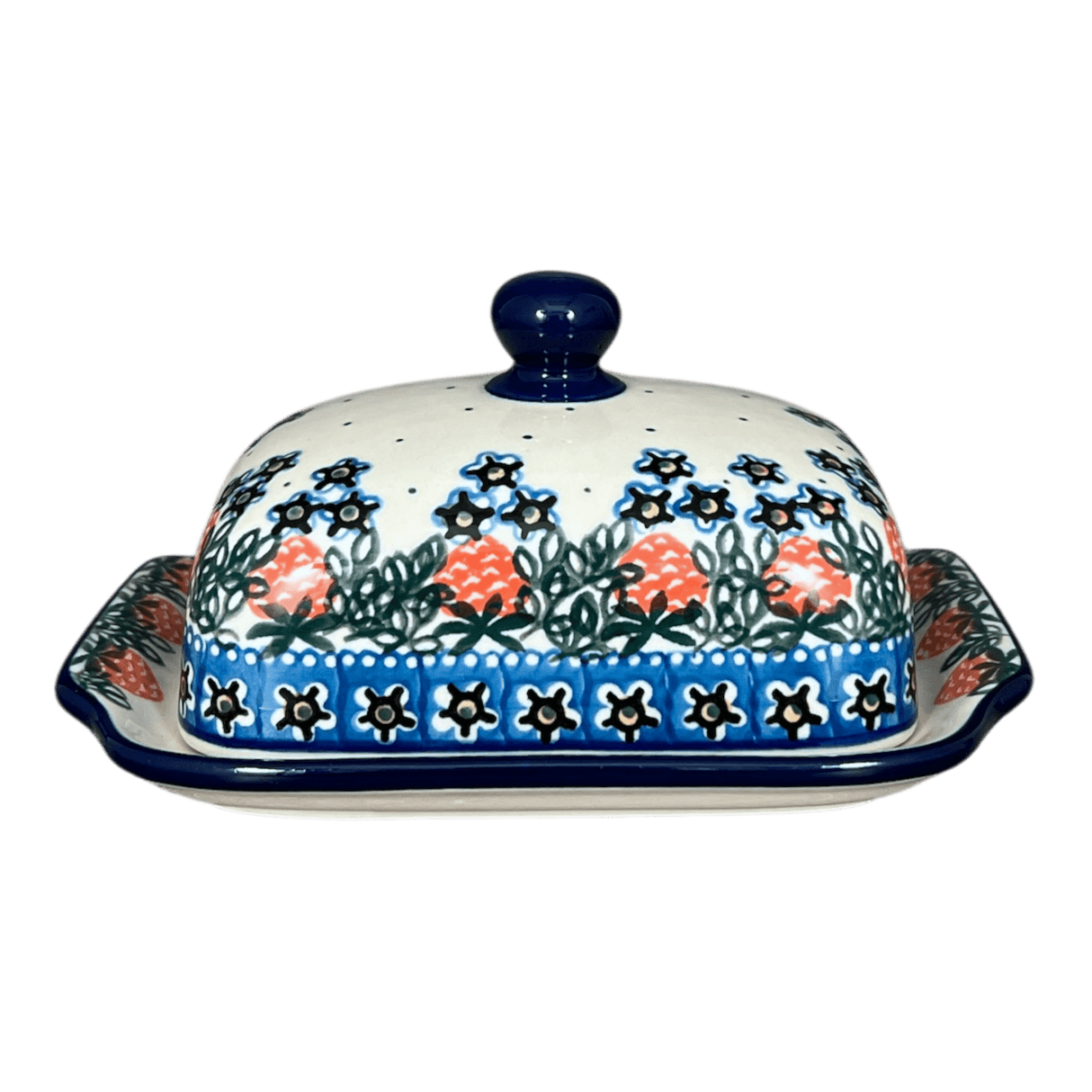 Butter Dish, 7" x 5.5" in "Strawberry Patch" by Ceramika Artystyczna | A295-721X