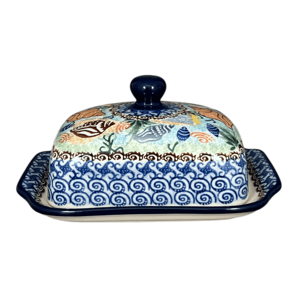 Butter Dish, 7" x 5.5" in "Poseidon's Treasure" by Ceramika Artystyczna | A295-U1899