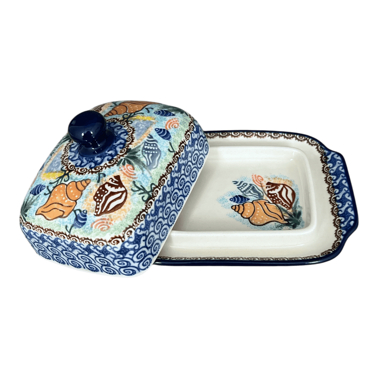 Butter Dish, 7" x 5.5" in "Poseidon's Treasure" by Ceramika Artystyczna | A295-U1899