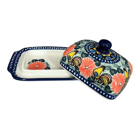 Butter Dish, 7" x 5.5" in "Regal Roosters" by Ceramika Artystyczna | A295-U2617