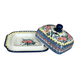 Butter Dish, 7" x 5.5" in "Hummingbird Bouquet" by Ceramika Artystyczna | A295-U3357