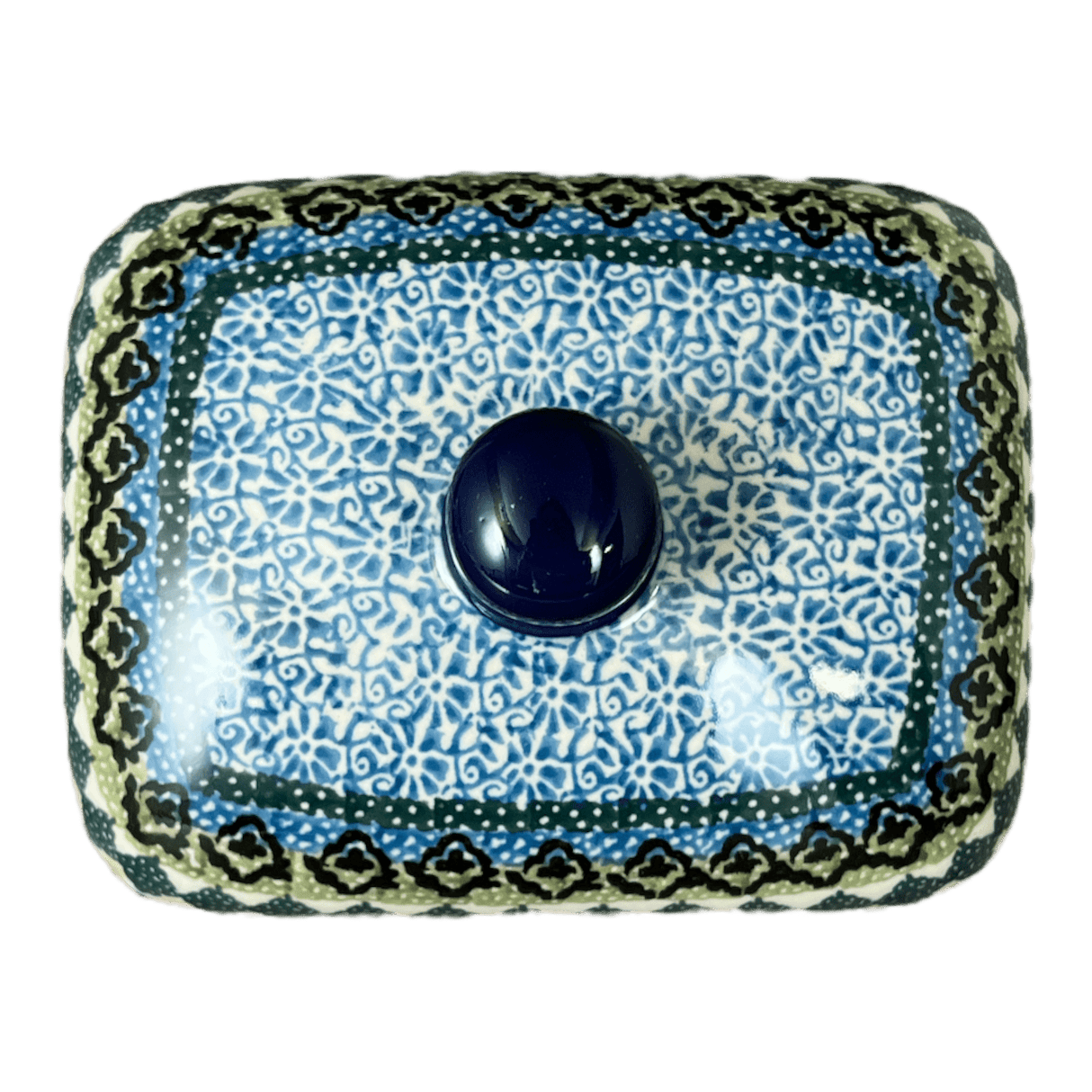 Butter Dish, 7" x 5.5" in "Aztec Blues" by Ceramika Artystyczna | A295-U4428