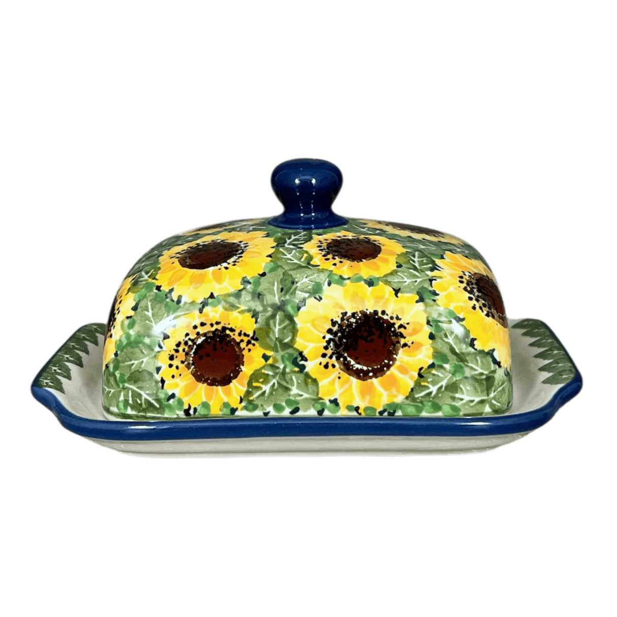 Butter Dish, 7" x 5.5" in "Sunflower Field" by Ceramika Artystyczna | A295-U4737