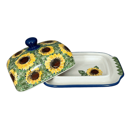 Butter Dish, 7" x 5.5" in "Sunflower Field" by Ceramika Artystyczna | A295-U4737