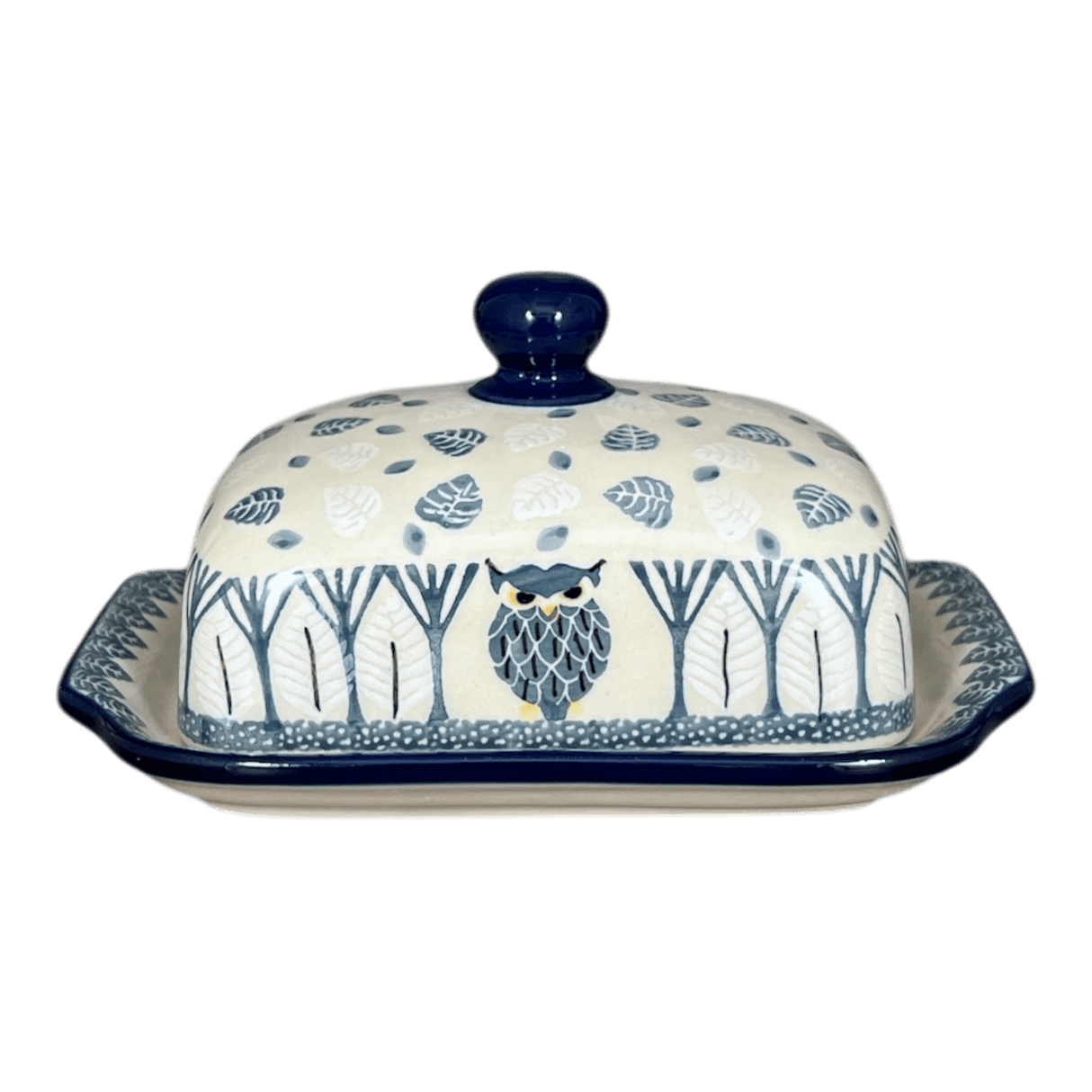 Butter Dish, 7" x 5.5" in "Lone Owl" by Ceramika Artystyczna | A295-U4872