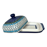 Butter Dish, 7" x 5.5" in "Mediterranean Waves" by Ceramika Artystyczna | A295-U72