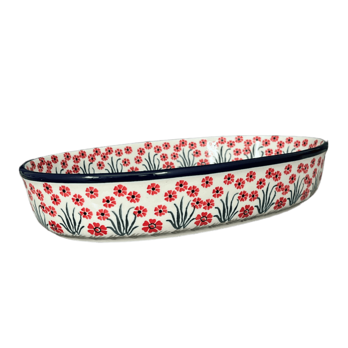 Baker, Oval, 13.75" x 9.25" in "Red Aster" by Ceramika Artystyczna | A296-1435X