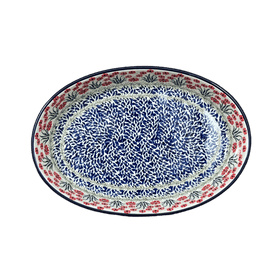 Polish Pottery CA 13.75" x 9.25" Oval Baker (Red Aster) | A296-1435X Additional Image at PolishPotteryOutlet.com