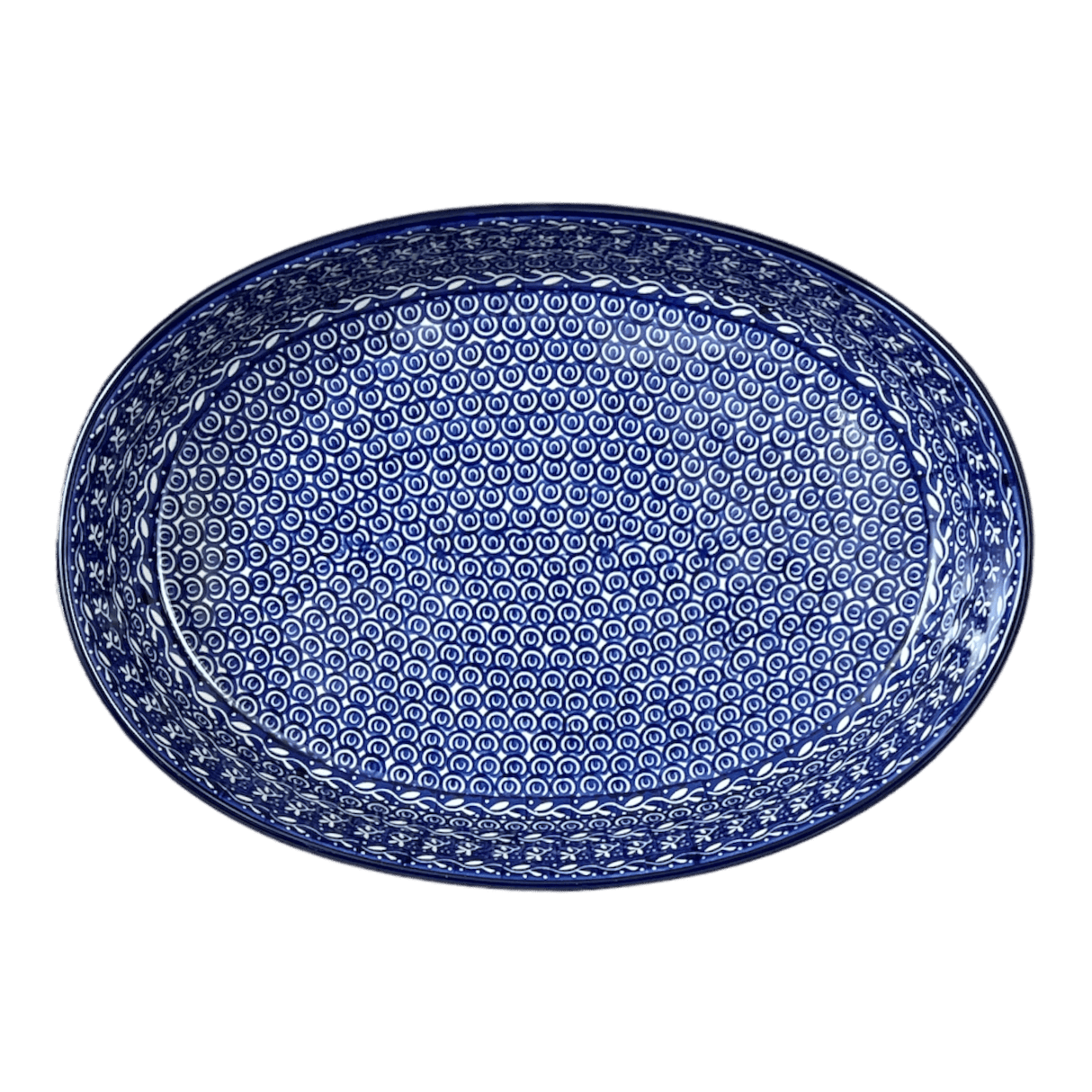 Baker, Oval, 13.75" x 9.25" in "Wavy Blues" by Ceramika Artystyczna | A296-905X