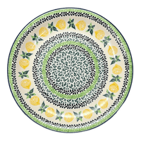 A picture of a Polish Pottery CA 8" Salad Plate (Lemons and Leaves) | A337-2749X as shown at PolishPotteryOutlet.com/products/8-round-salad-plate-lemons-and-leaves-a337-2749x