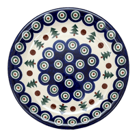 A picture of a Polish Pottery CA 8" Salad Plate (Peacock Pine) | A337-366X as shown at PolishPotteryOutlet.com/products/8-round-salad-plate-peacock-pine-a337-366x
