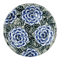 A picture of a Polish Pottery CA 8" Salad Plate (Blue Dahlia) | A337-U1473 as shown at PolishPotteryOutlet.com/products/8-round-salad-plate-blue-dahlia-a337-u1473