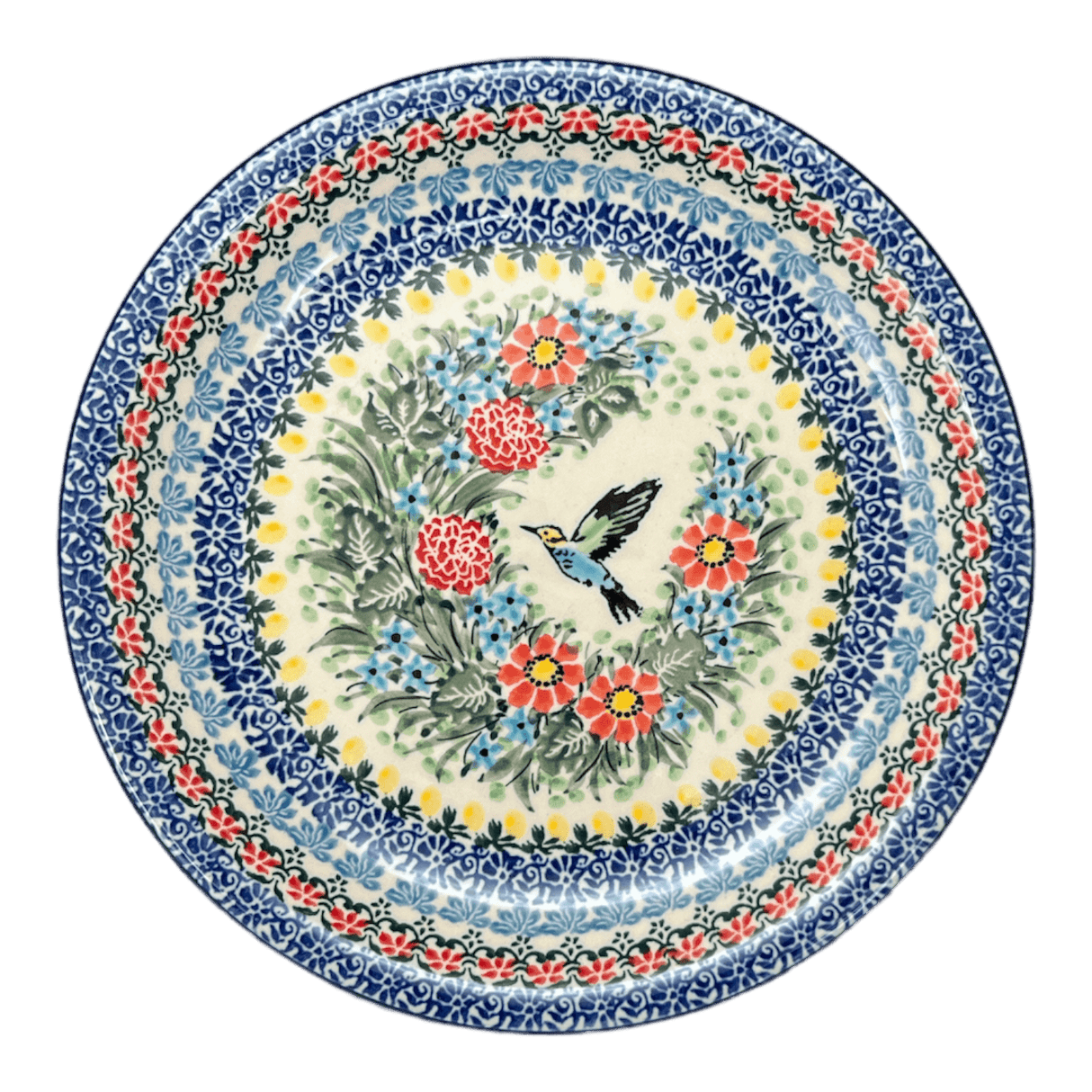 Plate, Round, Salad, 8" in "Hummingbird Bouquet" by Ceramika Artystyczna | A337-U3357