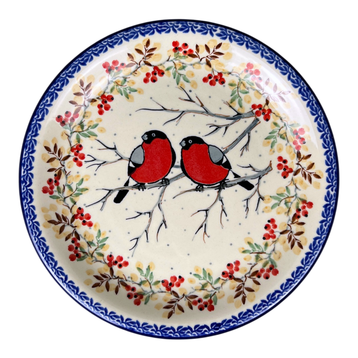 Plate, Round, Salad, 8" in "Bullfinch Banquet" by Ceramika Artystyczna | A337-U4908
