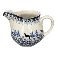 A picture of a Polish Pottery Creamer, 10 oz in "Labrador Loop" by Ceramika Artystyczna | A341-2862X as shown at PolishPotteryOutlet.com/products/10-oz-creamer-labrador-loop-a341-2862x