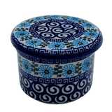 Butter Crock, 3.25" x 4.25" in "Blue Daisy Spiral" by Andy | NDA344-38