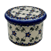 Polish Pottery Butter Crock (Blue Lattice) | NDA344-6 at PolishPotteryOutlet.com