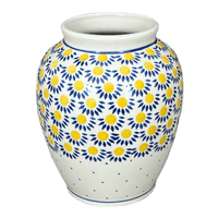 A picture of a Polish Pottery CA 6.5" Tall Vase (Sunny Circle) | A345-0215 as shown at PolishPotteryOutlet.com/products/6-5-tall-vase-sunny-circle-a345-0215