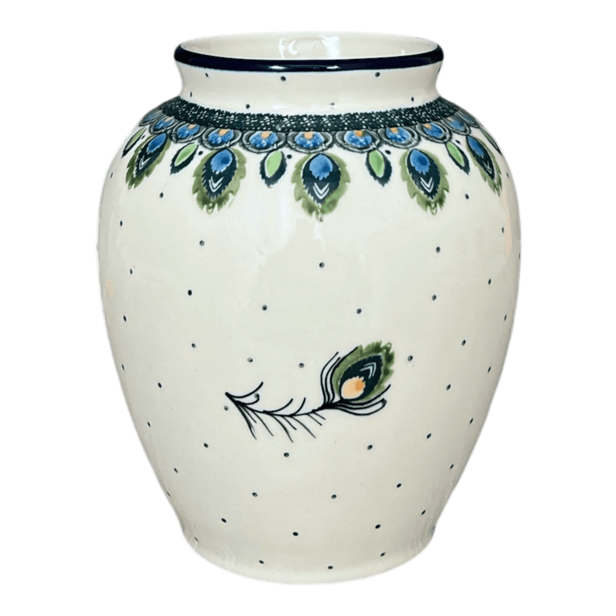 Vase, Tall, 6.5" in "Peacock Plume" by Ceramika Artystyczna | A345-2218X