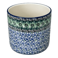 A picture of a Polish Pottery CA 4.75" Flower Pot (Ring of Green) | A361-1479X as shown at PolishPotteryOutlet.com/products/4-75-flower-pot-ring-of-green-a361-1479x