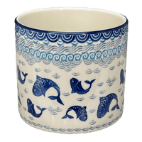 A picture of a Polish Pottery CA 4.75" Flower Pot (Koi Pond) | A361-2372X as shown at PolishPotteryOutlet.com/products/4-75-flower-pot-koi-pond-a361-2372x