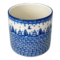 A picture of a Polish Pottery CA 4.75" Flower Pot (Winter Skies) | A361-2826X as shown at PolishPotteryOutlet.com/products/4-75-flower-pot-winter-skies-a361-2826x