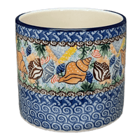 A picture of a Polish Pottery CA 4.75" Flower Pot (Poseidon's Treasure) | A361-U1899 as shown at PolishPotteryOutlet.com/products/4-75-flower-pot-poseidons-treasure-a361-u1899