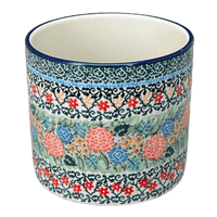 A picture of a Polish Pottery Flower Pot, 4.75" in "Garden Trellis" by Ceramika Artystyczna | A361-U2123 as shown at PolishPotteryOutlet.com/products/4-75-flower-pot-garden-trellis-a361-u2123