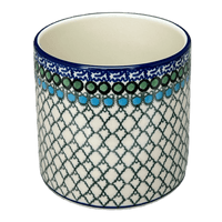 A picture of a Polish Pottery CA 4.75" Flower Pot (Mediterranean Waves) | A361-U72 as shown at PolishPotteryOutlet.com/products/4-75-flower-pot-mediterranean-waves-a361-u72
