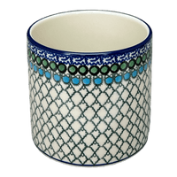 A picture of a Polish Pottery Flower Pot, 4.75" in "Mediterranean Waves" by Ceramika Artystyczna | A361-U72 as shown at PolishPotteryOutlet.com/products/4-75-flower-pot-mediterranean-waves-a361-u72